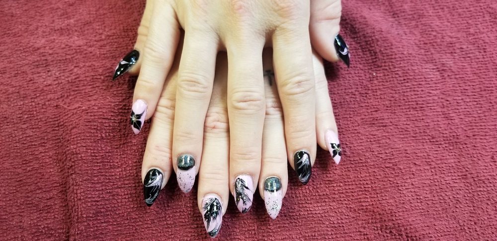 Our black, pink, and glitter stiletto set