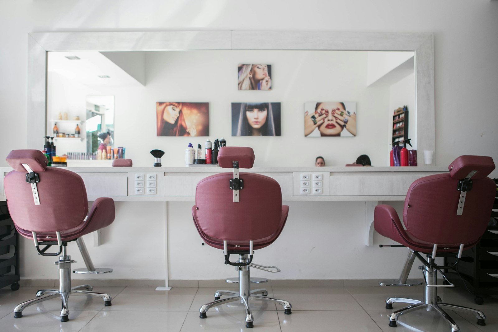 Salon chairs ready for a guest.