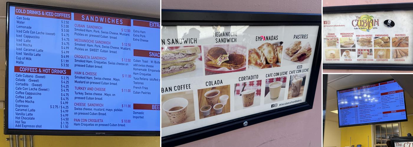 Our menu boards and Cuban Café logo