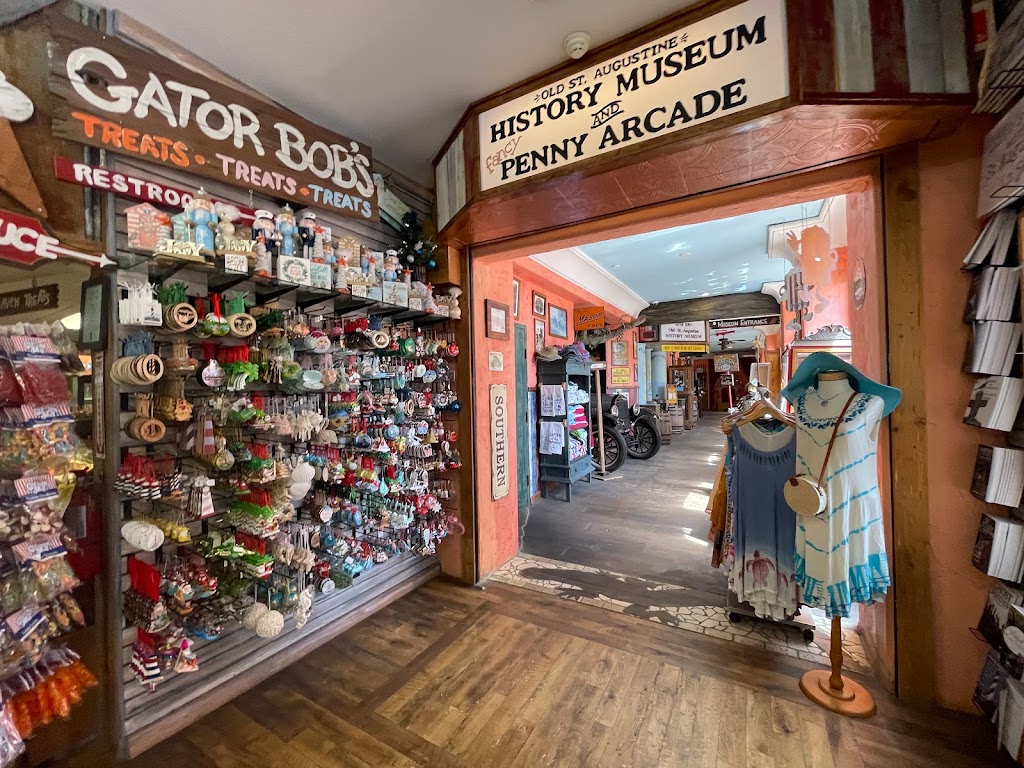 Gator Bob's treats wall and the arch into our penny arcade