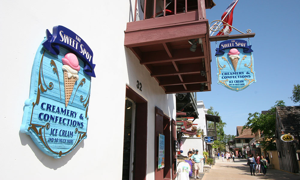 Our hanging cone sign at 32 St. George