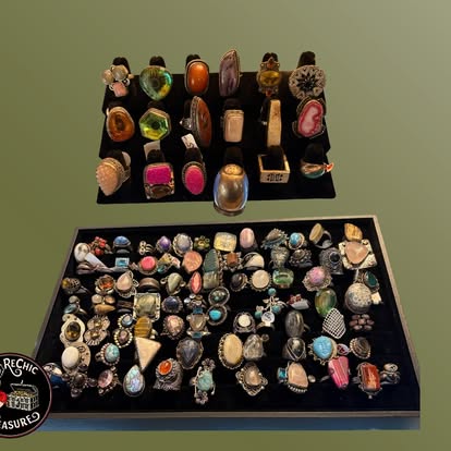 Our sterling silver rings on velvet trays