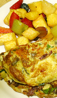 Omelette and fruit at The Manatee Cafe