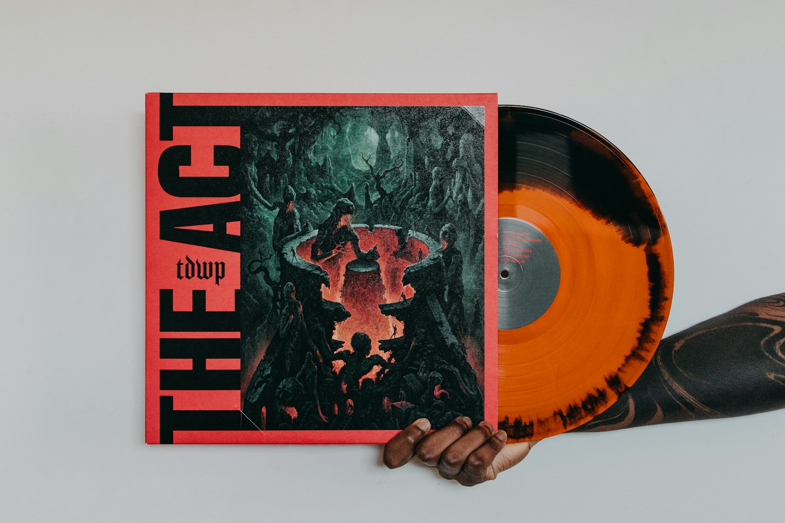 A vinyl record and sleeve from the record crates.