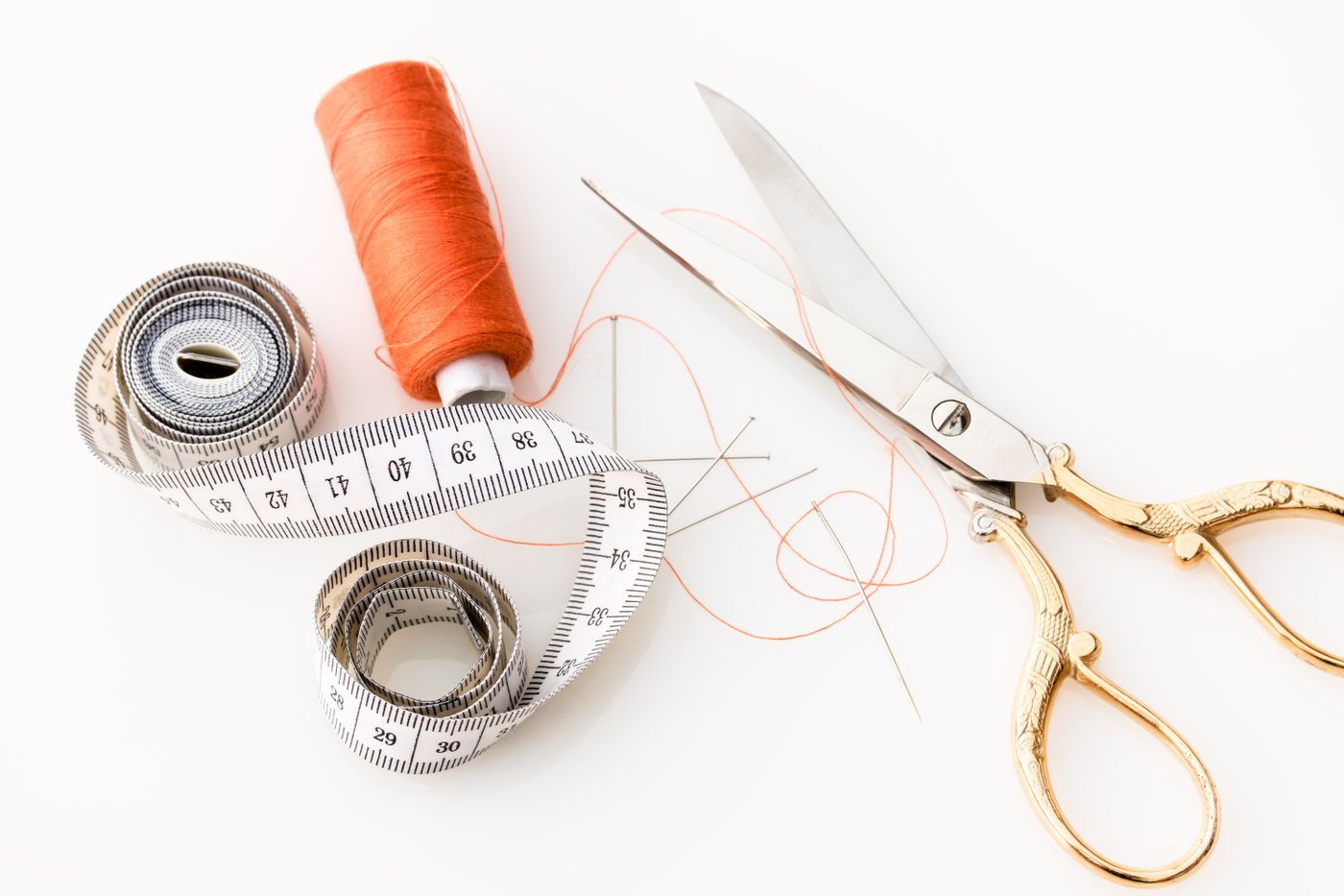 Spools of thread on the table in our shop.